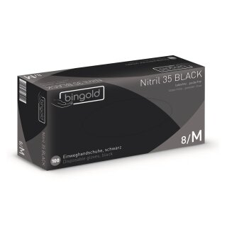 BINGOLD Nitril 35PLUS Einweghandschuhe, Schwarz L 1 Packung = 100st