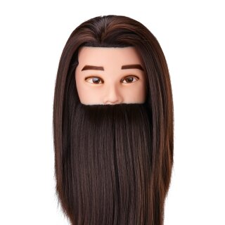 Gabbiano training head with hairdressers beard hair WZ4, synthetic hair, color 4#, length 8"+6"