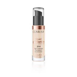 CLARESA 2W1 concealer en foundation LIQUID PERFECTION 102 WARM MEDIUM 34g