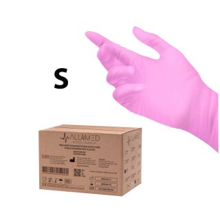 All4med disposable diagnostic gloves made of nitrile pink S 10 x 100 pieces