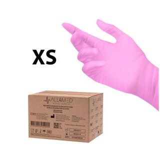 All4med disposable nitril diagnostische handschoenen roze xs 10 x 100 stuks