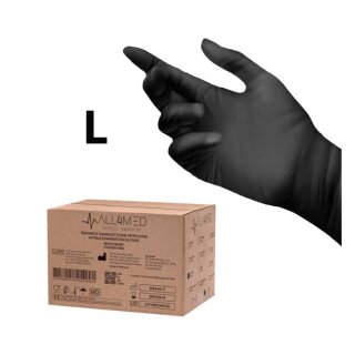 All4med disposable diagnostic gloves made of nitrile black l 10 x 100 pieces