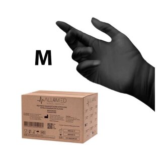 All4med disposable diagnostic gloves made of nitrile black m 10 x 100 pieces