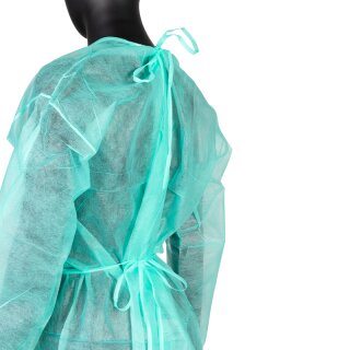 DISPOSABLE MEDICAL APRON WITH RUBBER GREEN RORM. L 10 PCS/PACK