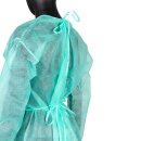 DISPOSABLE MEDICAL APRON WITH RUBBER GREEN RORM. L 10...